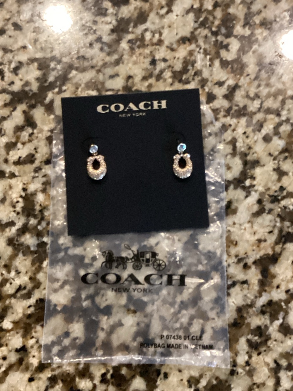 Coach Silver Crystal Drop Earrings
